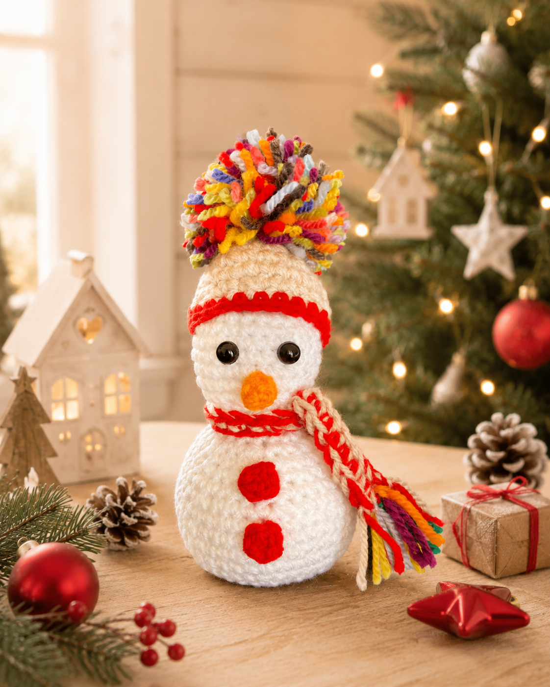 Peluche bonhomme de neige au crochet – Décoration de Noël Les Crochets d'Isabelle