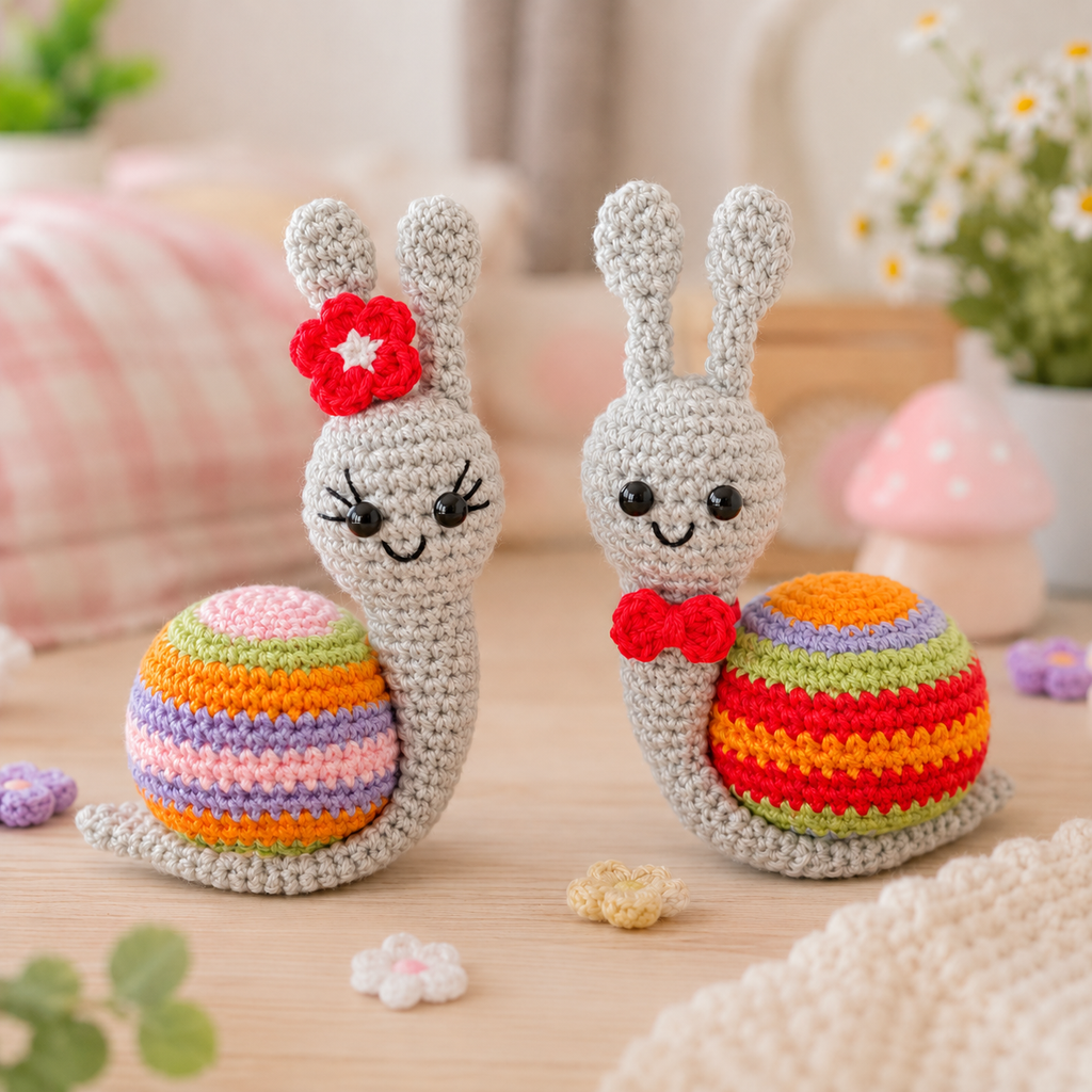 Peluches escargots au crochet Les Crochets d'Isabelle