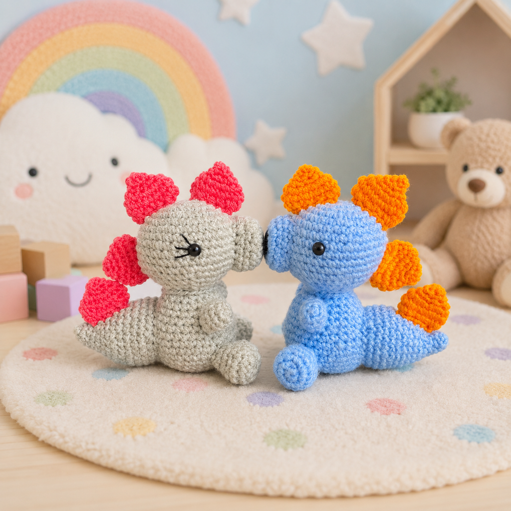 Peluches dinosaures au crochet – Décoration amigurumi chambre enfant Les Crochets d'Isabelle