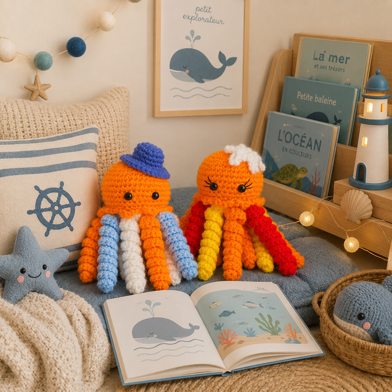 Duo de Peluche Pieuvre au crochet – Amigurumi fait main en France Les Crochets d'Isabelle