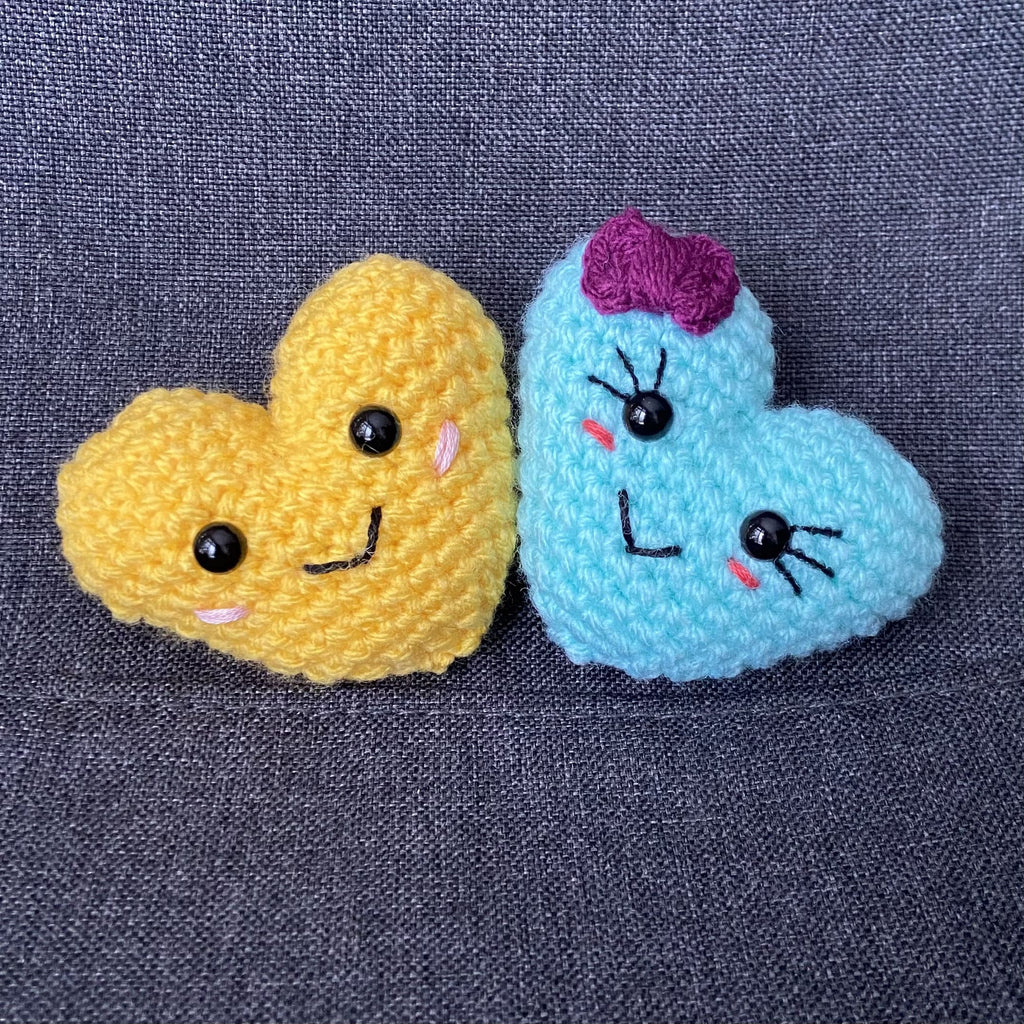 Couple de Cœurs Kawaii au Crochet – Décoration Amigurumi Fait Main en France Les Crochets d'Isabelle