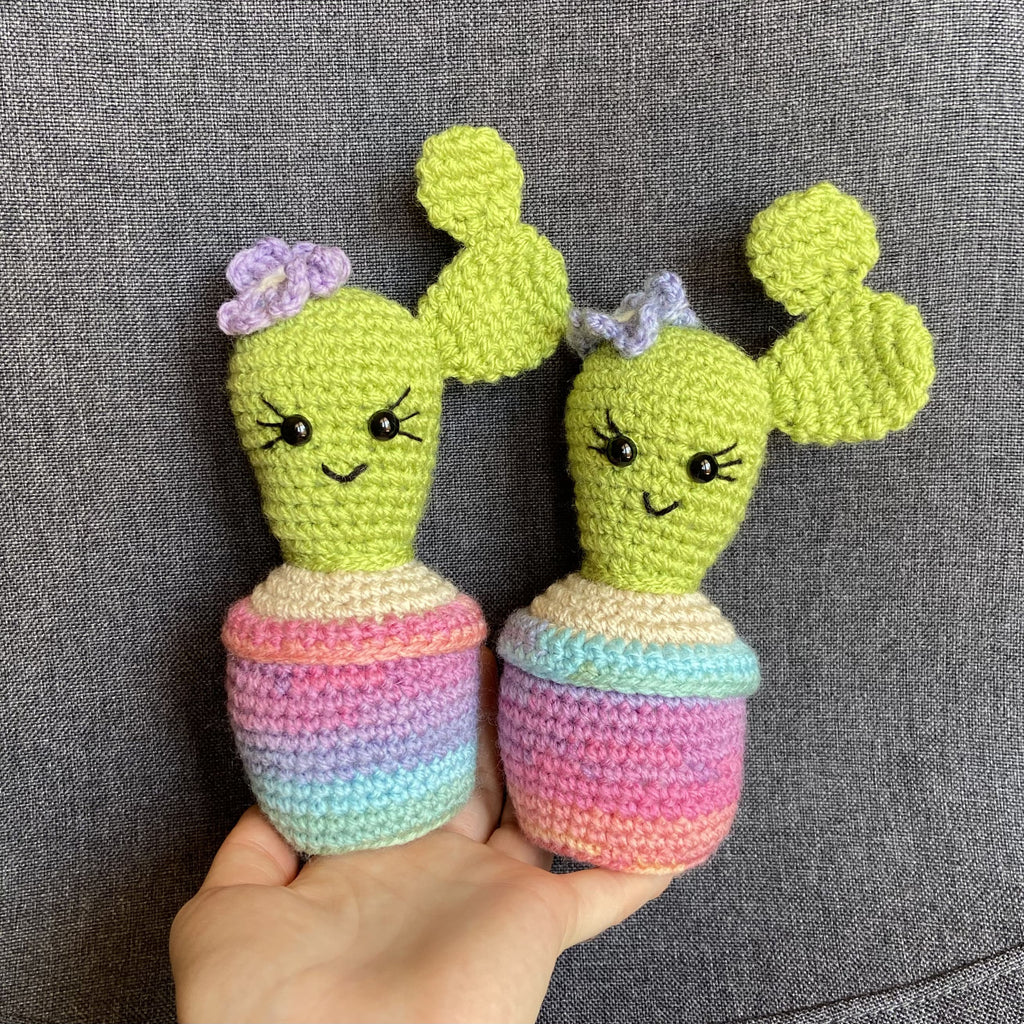 Duo de cactus multicolore au crochet fait main – Cadeau retraite & déco kawaii Les Crochets d'Isabelle
