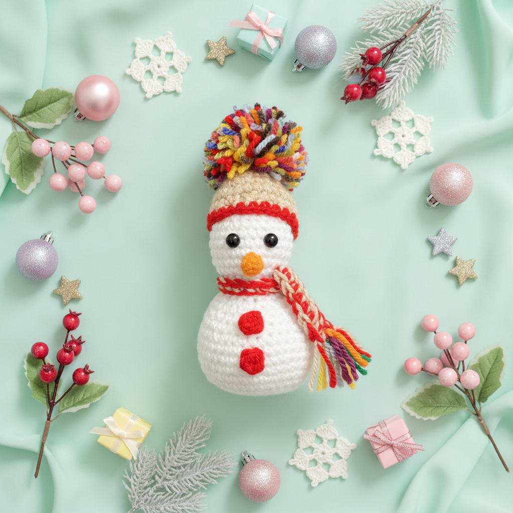 Décoration Noël bonhomme de neige au crochet – Fait main en France Les Crochets d'Isabelle
