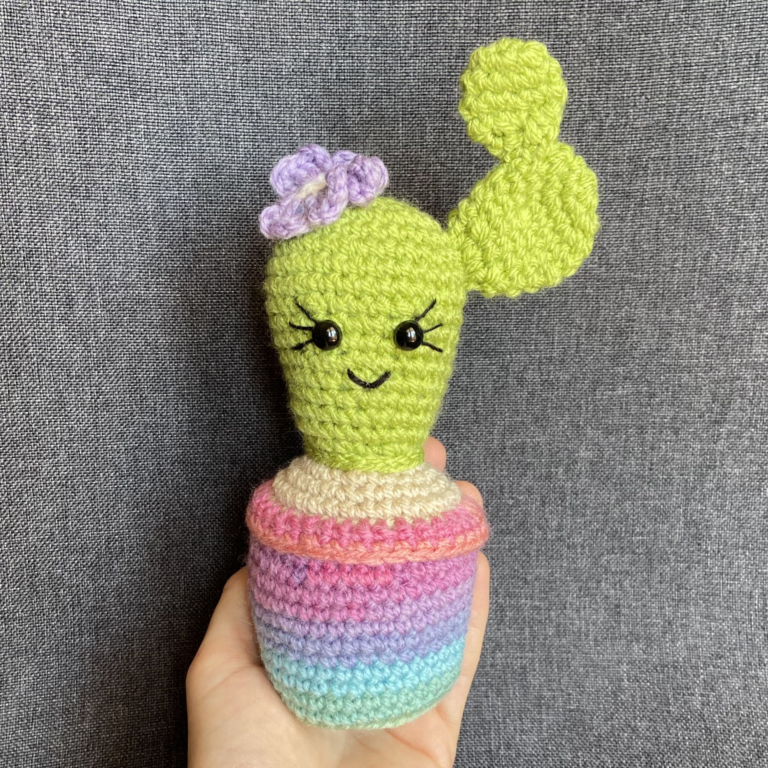 Cactus multicolore au crochet fait main – Cadeau retraite & déco kawaii Les Crochets d'Isabelle