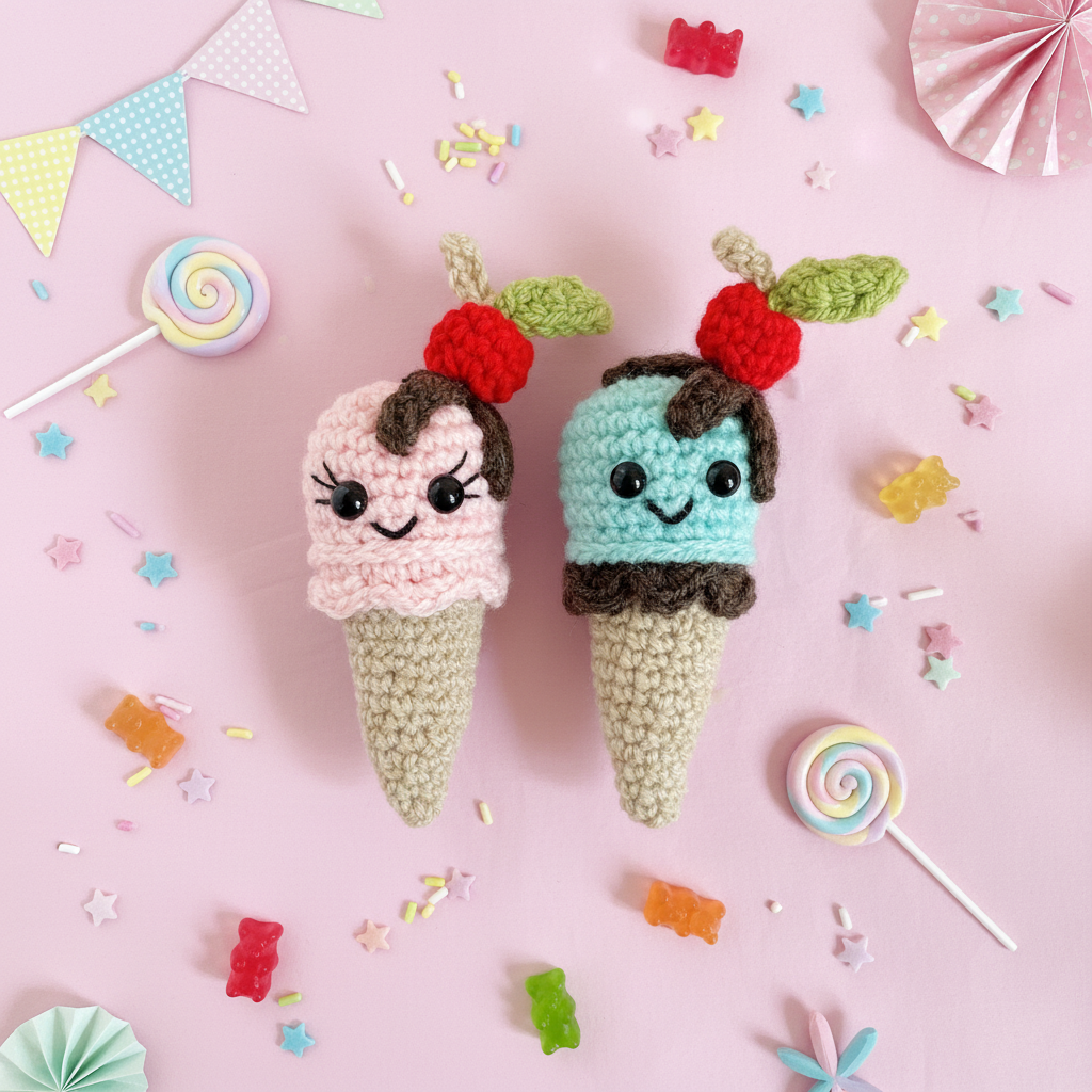 Duo de glaces kawaii pastel